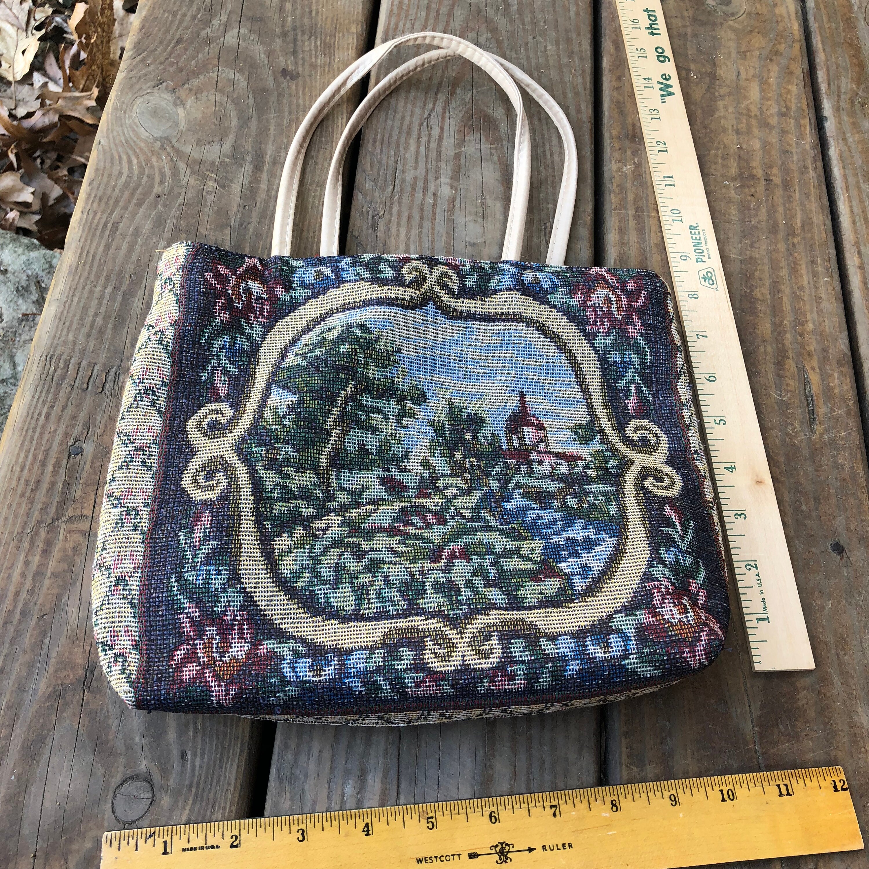 Carpetbagger Style Purse Tapestry Handbag Upholstered Bag