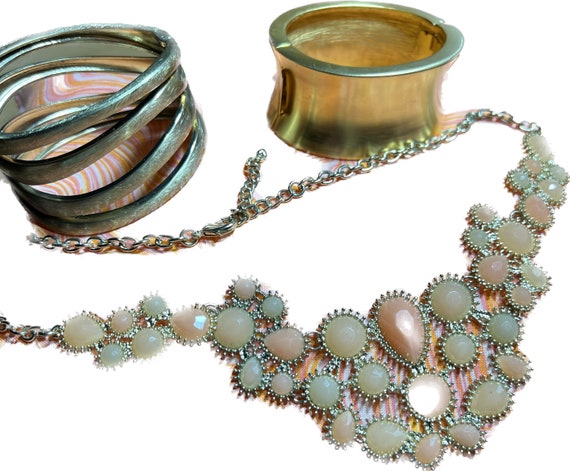 Chunky Bracelets and Statement Necklace, Costume … - image 1