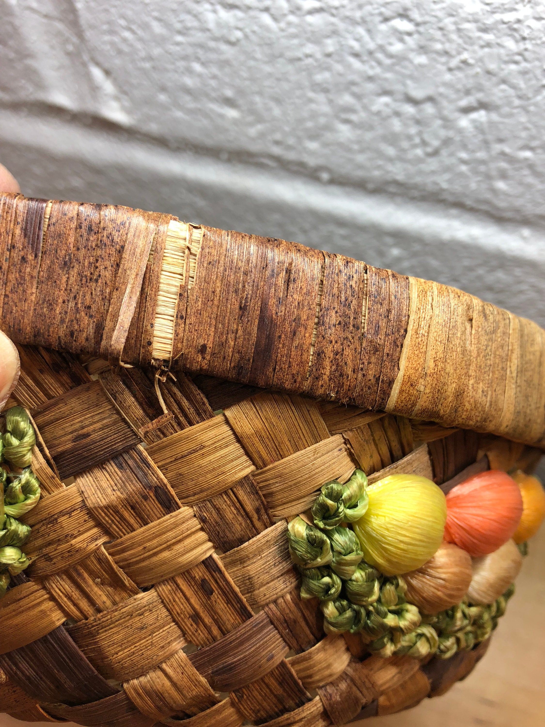 Handmade Straw Island Basket, colorful fruit gift basket