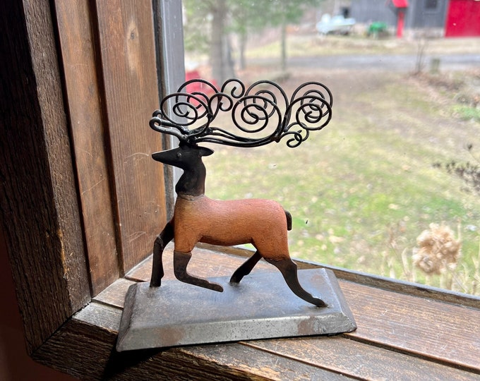 Deer Photograph Holder, Rustic Reindeer Picture Stand, Christmas Holiday Display