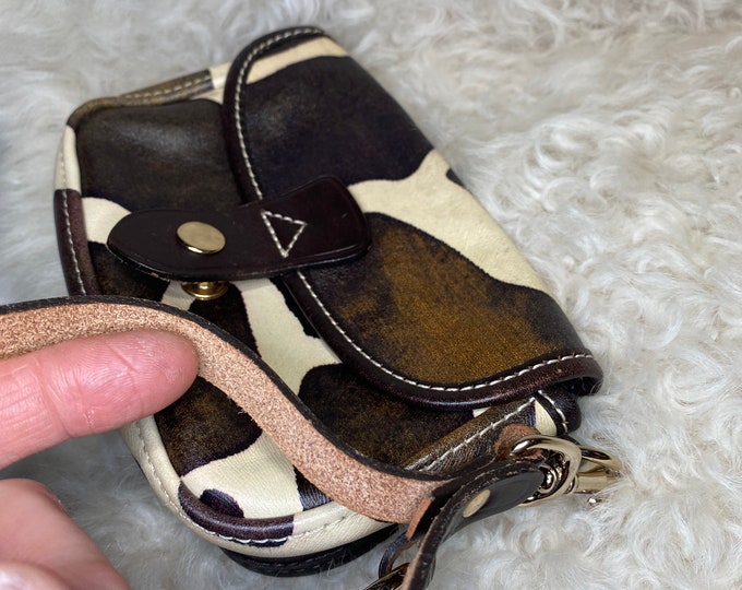 Cow Print Handbag, leather cowgirl wristlet, Country concert purse