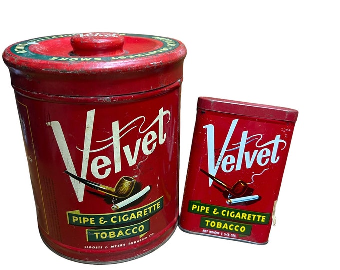 Velvet Pipe and Cigarette Tins, Tobacco Tins, Collectible Tobacciana,