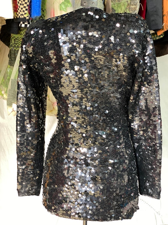 Black sequins costume party dress, retro sparkle … - image 2