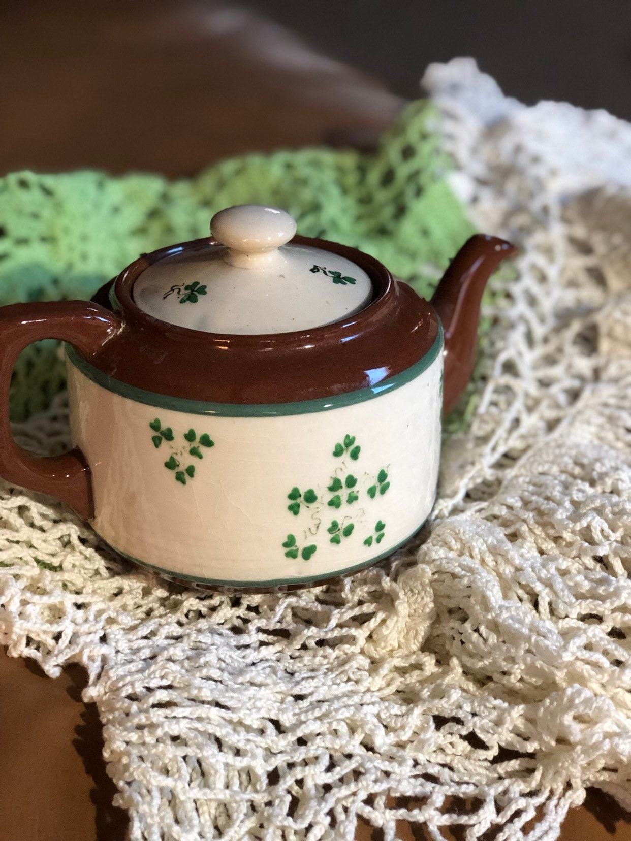 Shamrock Vintage Teapot Irish Tea Server St Patrick's Day Decoration