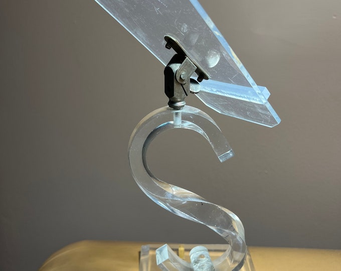 Vintage Clear Acrylic Display Stand, Rotating Flat Top,