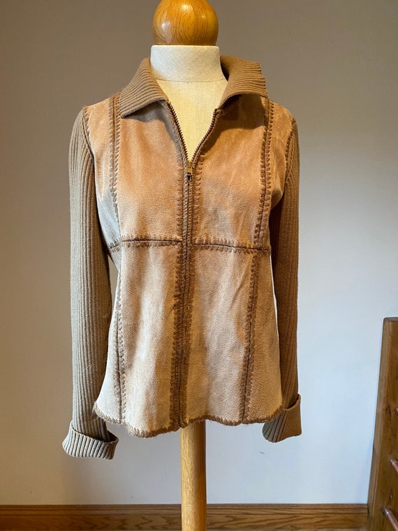 Suede Hippie Jacket, patched brown boho hipster c… - image 2
