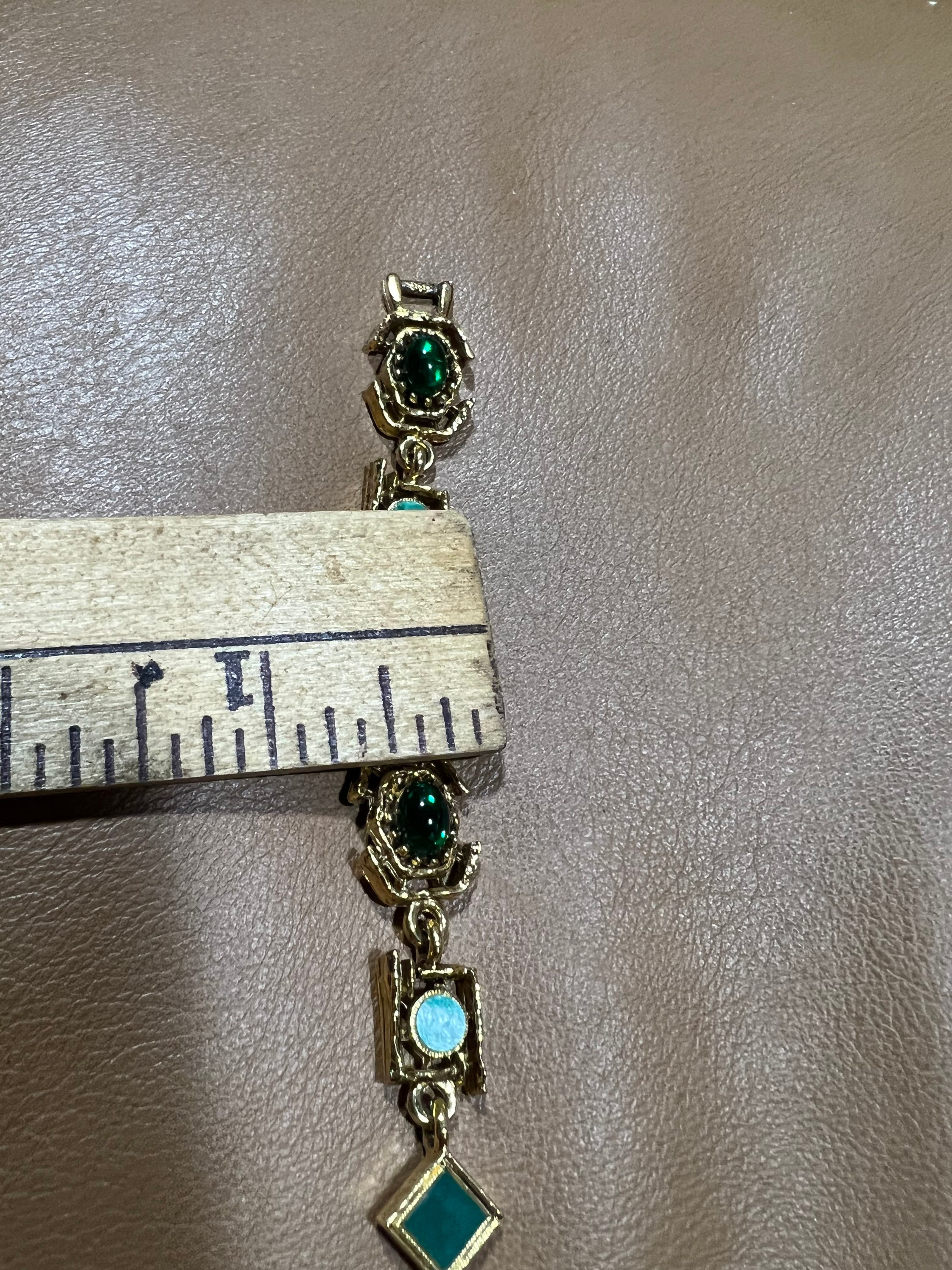 Green Costume Jewelry Bracelet, Vintage Mid Century Jewelry