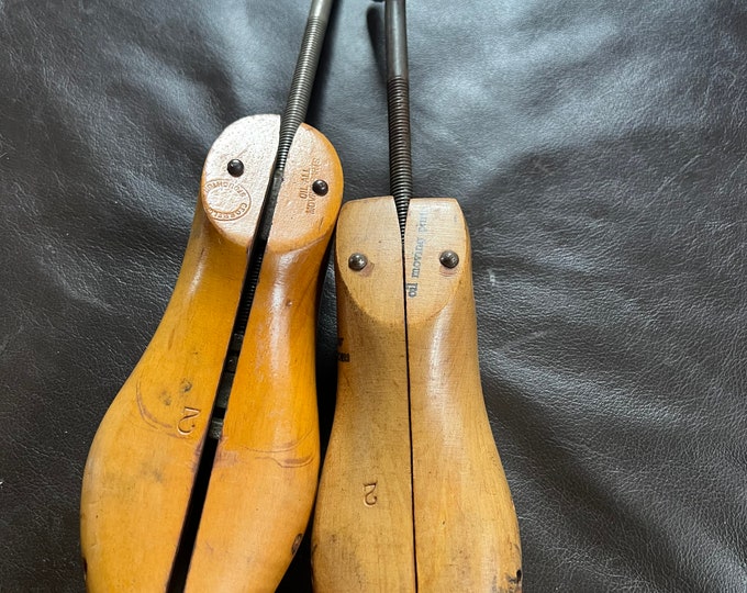 Antique Wooden Shoe Trees, Cobbler Stretchers Display