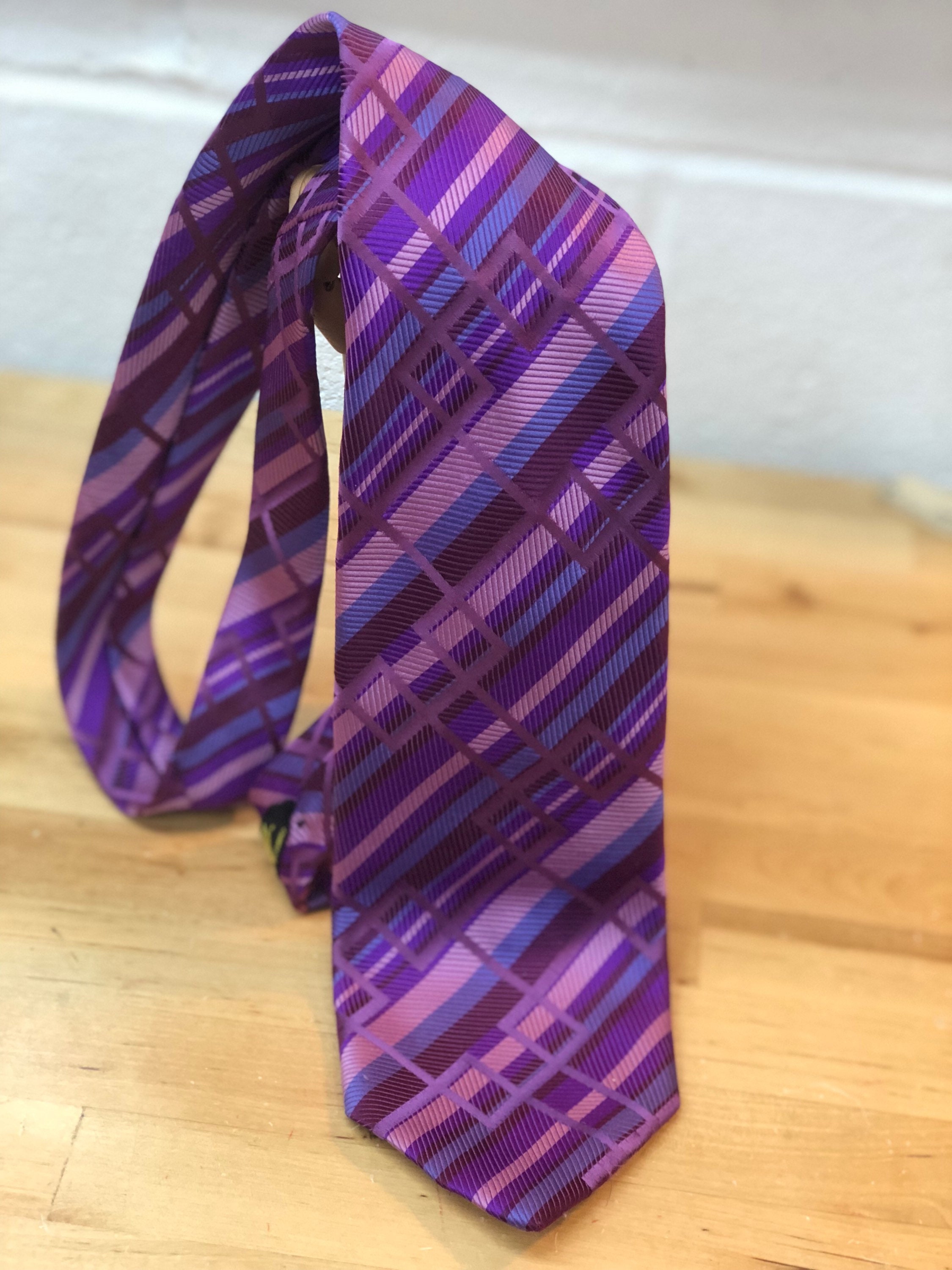 Purple Striped Necktie, Retro tie, Father's Day Gift