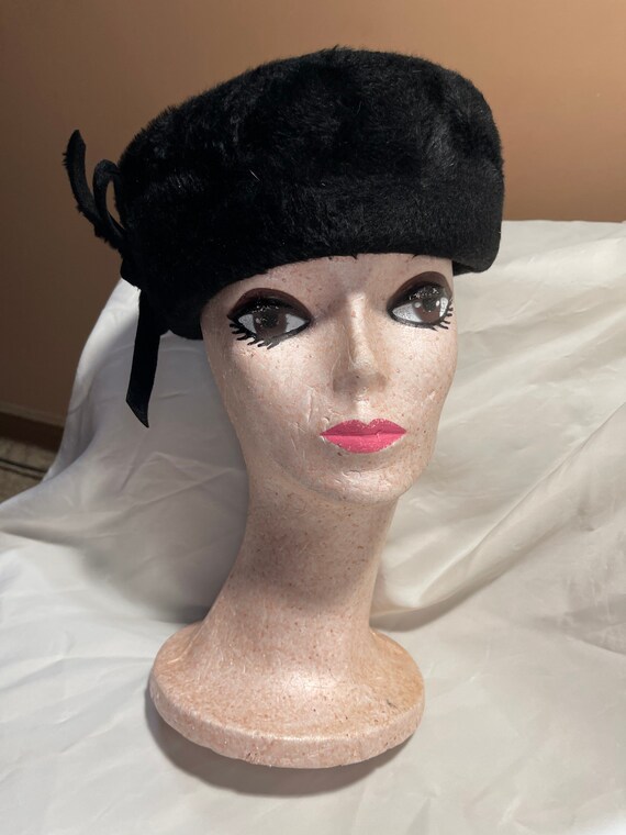 Black Womens Mid Century Hat Funeral Pillbox Hat Etsy