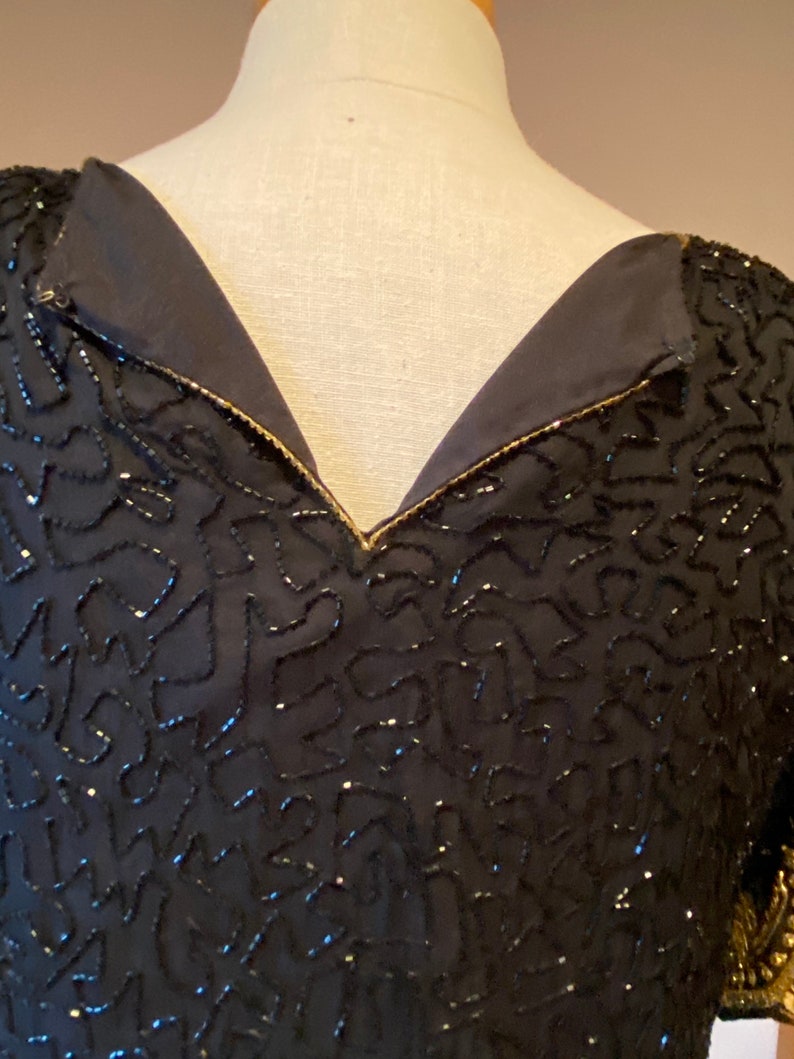 Black and Gold Beaded Formal Shirt Sequins Sparkle Fashion - Etsy