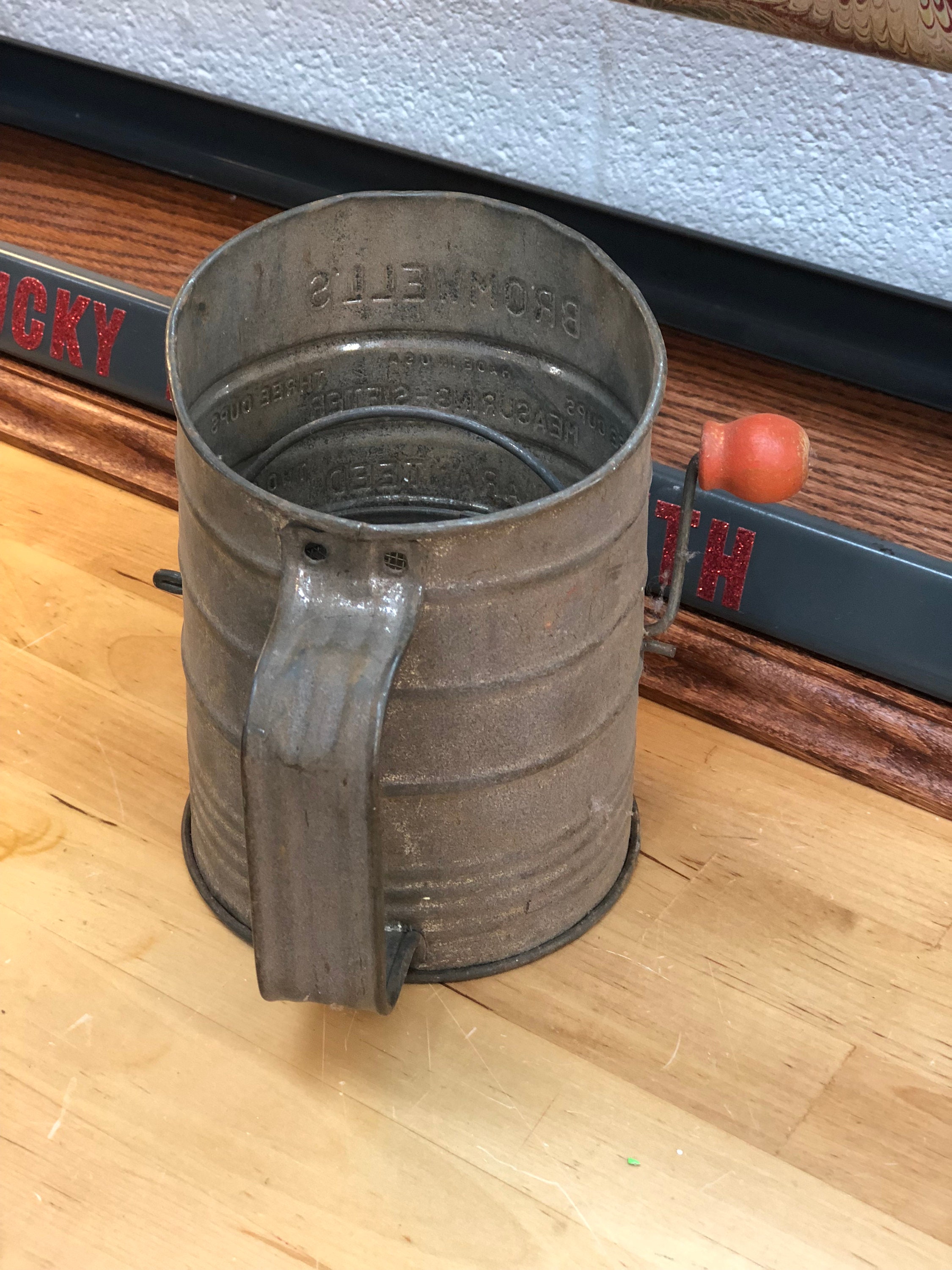 Antique Hand Sifter With Red Handle