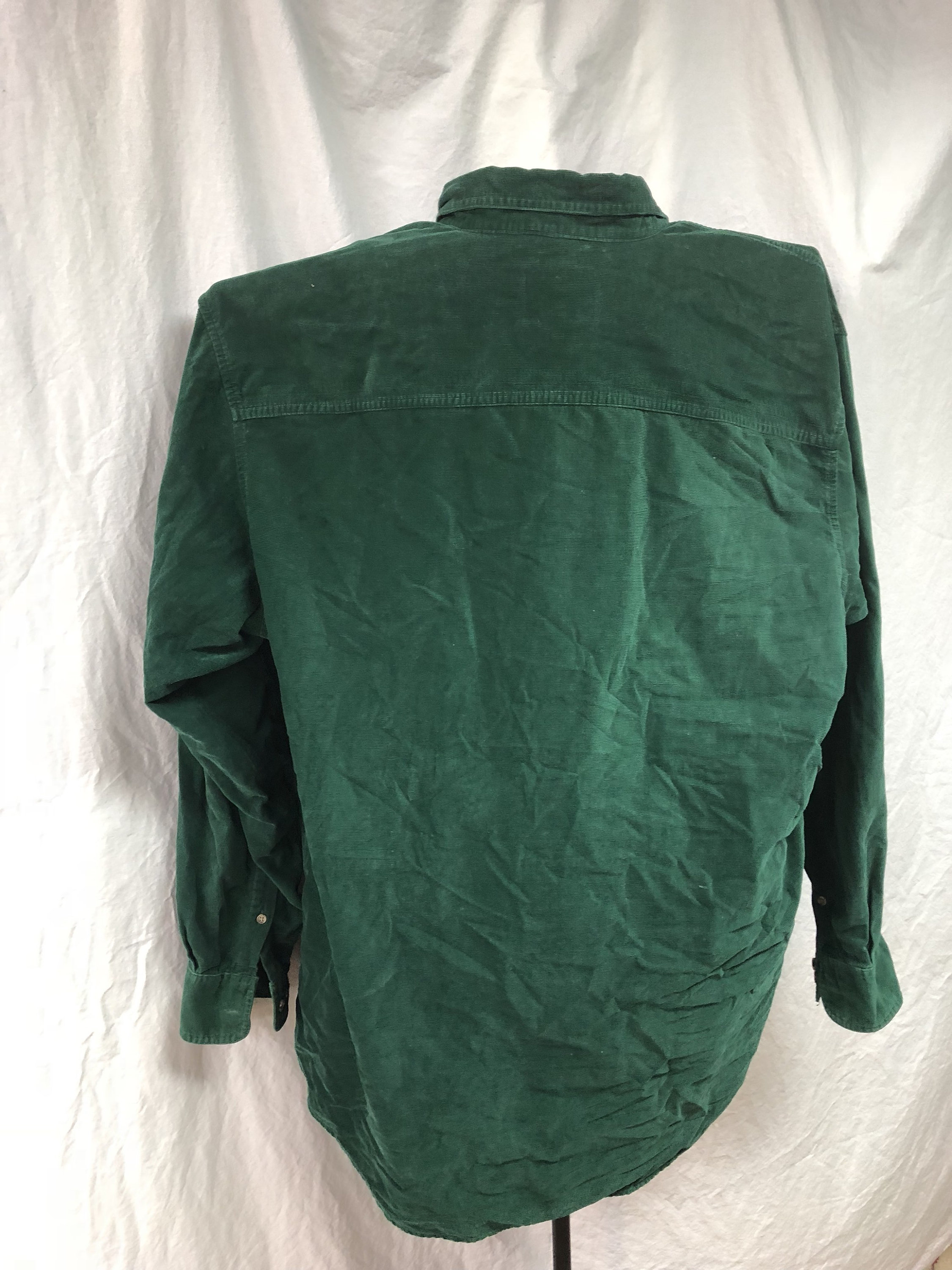 Green Woolrich corduroy button down vintage men's shirt - green shirt ...