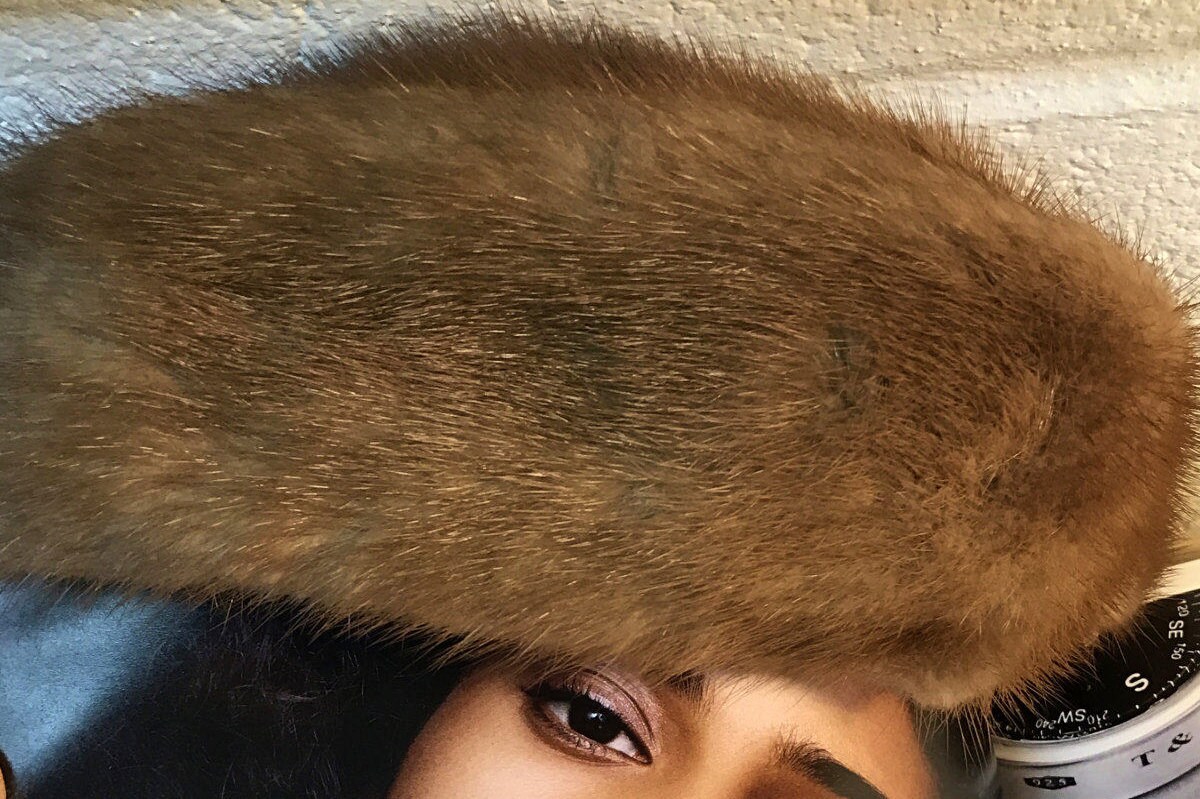 Women's Fur Hat, Vintage Brown Fashion Hat, Mid Century Fur Pillbox Hat