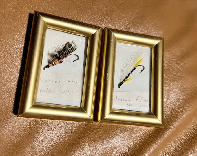 Fly Fishing Display, Framed Streamers, Golden Witch, Black Ghost