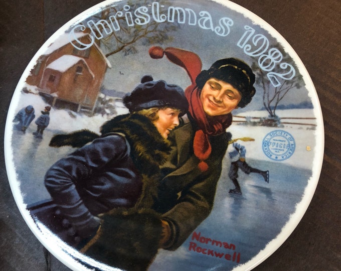 Norman Rockwell Christmas plate, Vintage Christmas Decoration, Collectible Dish