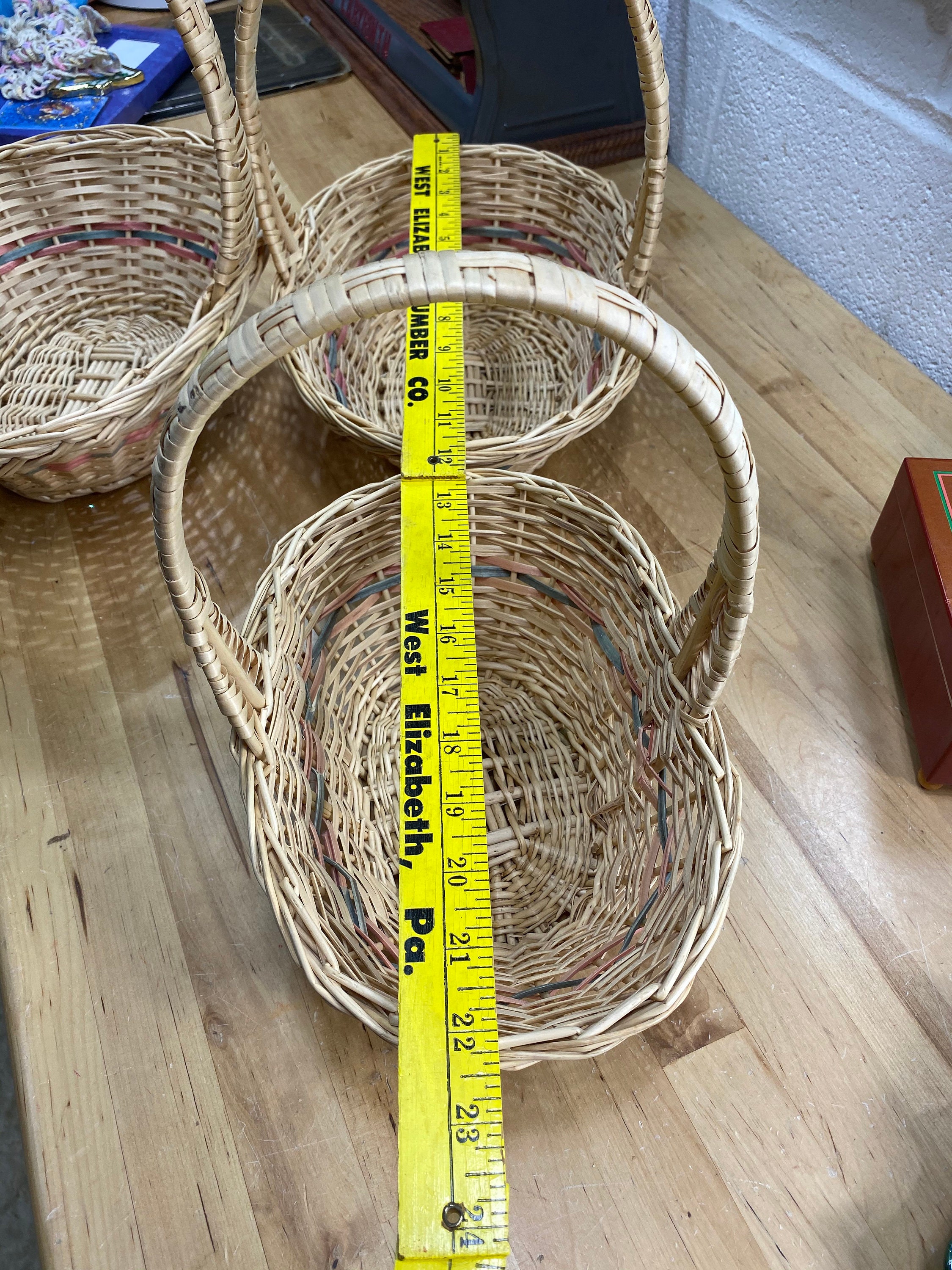Wicker Easter Basket Set Of 3, Stackable Baskets