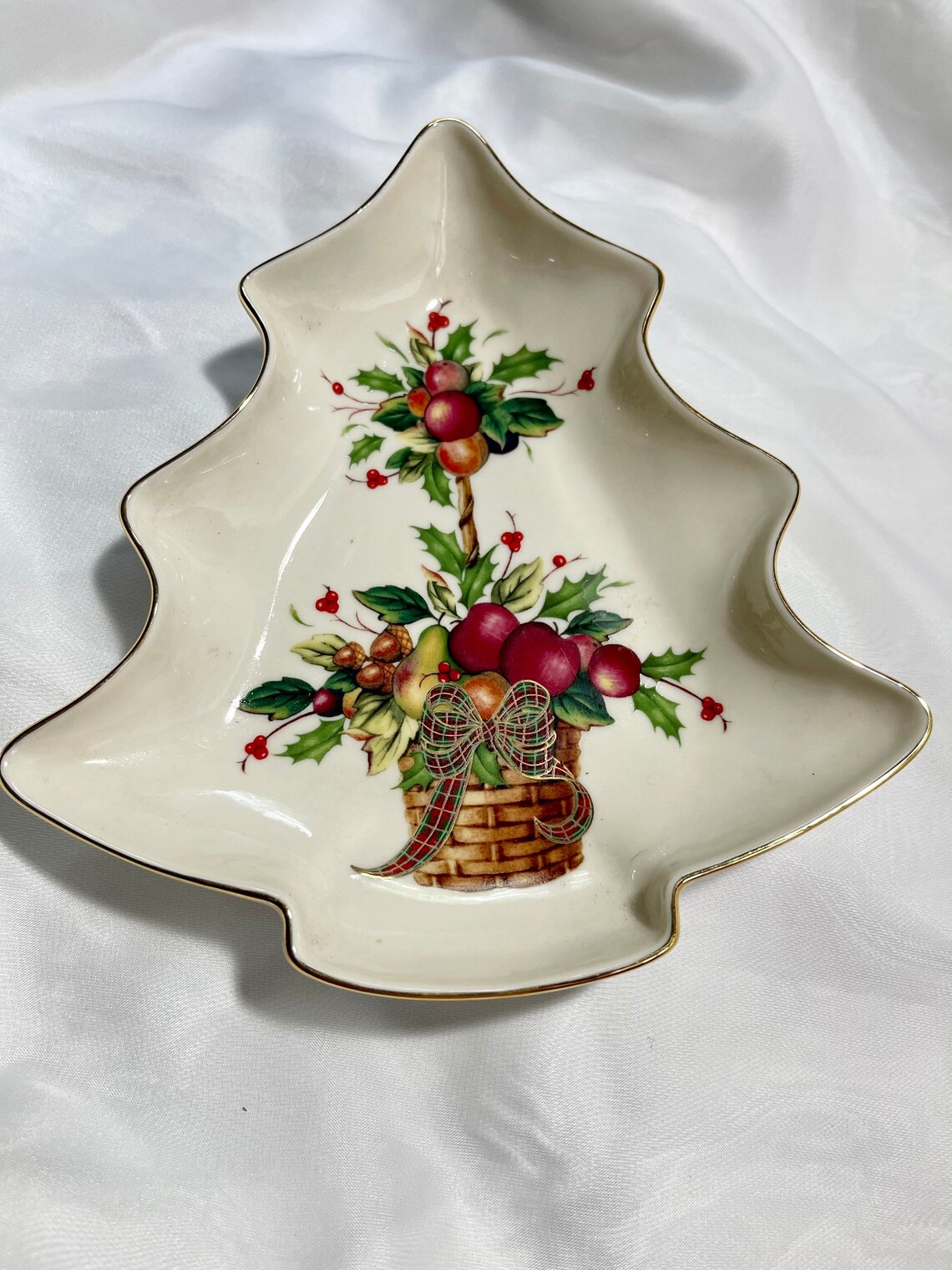Lenox Christmas Plate Tartan Holiday Christmas Tree Dish Etsy