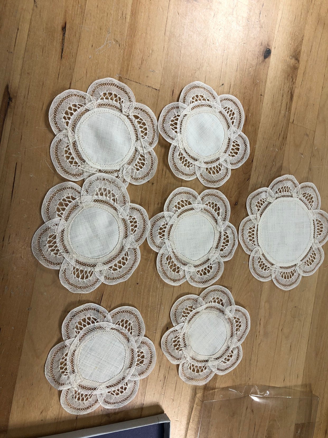 Belgium Lace Doilies, Handmade Vintage Coaster Set