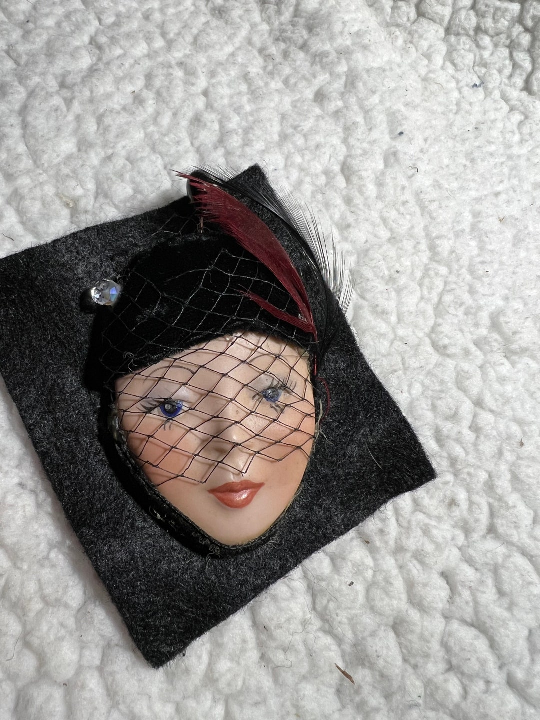 Vintage Lady Face Brooch, Retro Woman Craft Supply Etsy