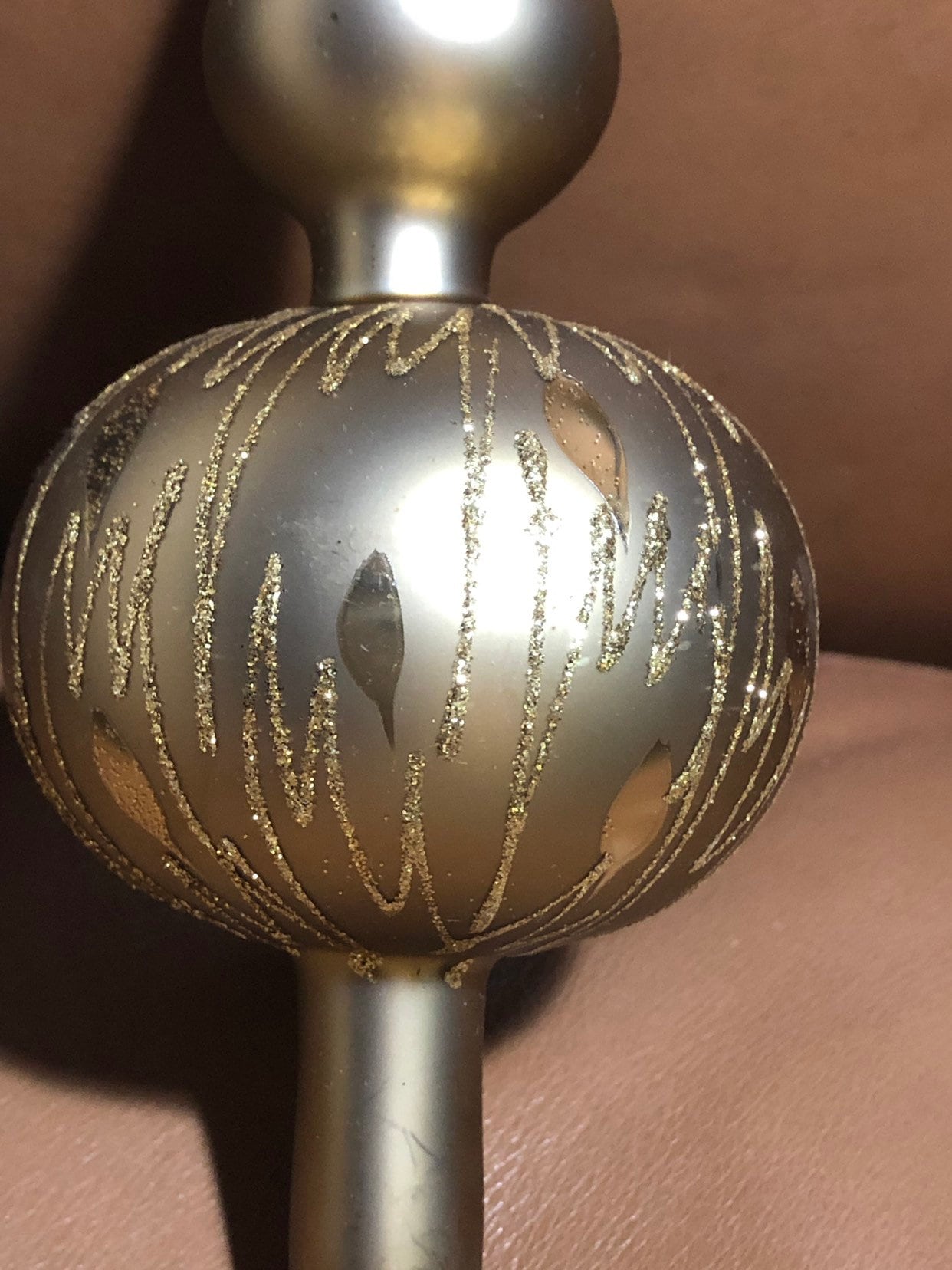 Christmas Tree Topper Vintage Gold Blown Glass European Finely