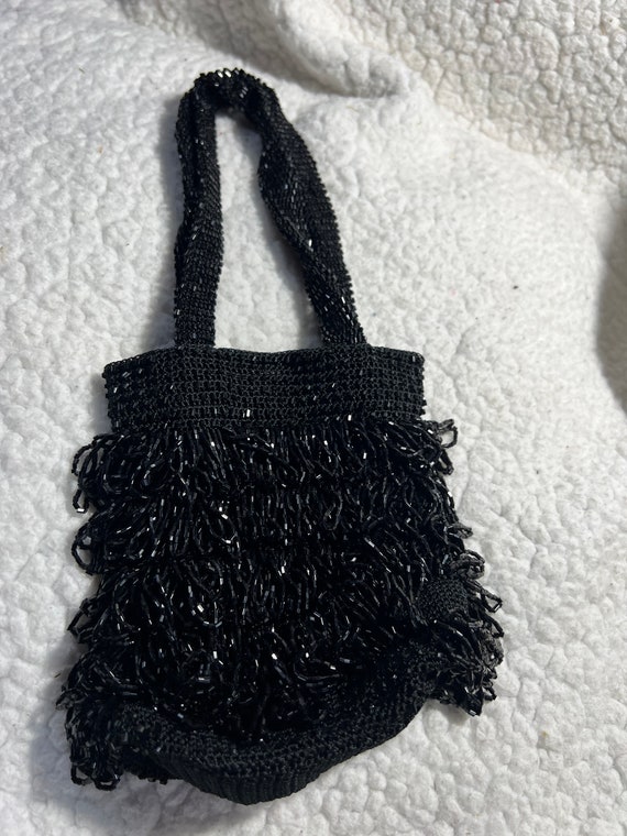 Black Flapper Handbag, Beaded Evening Cocktail Pu… - image 3