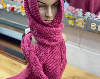 Alpaca Knitted Wool Scarf, Handmade Knit Winter Wrap