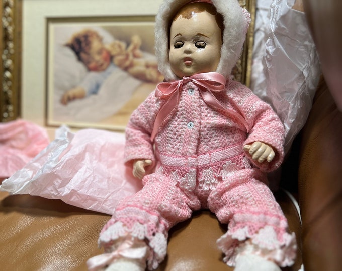 Baby Doll In Pink, Vintage Toy, Girls Room Decoration