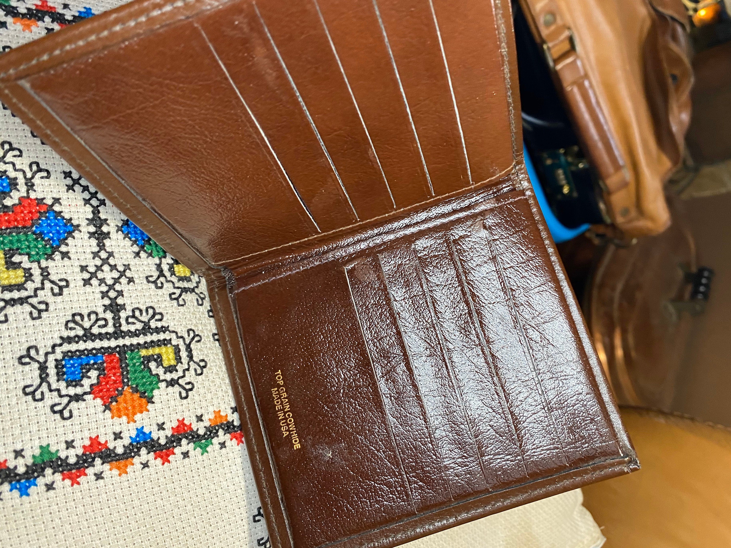 Vintage Brown Leather Men’s Wallet Top Grain Cowhide Wallet Made in