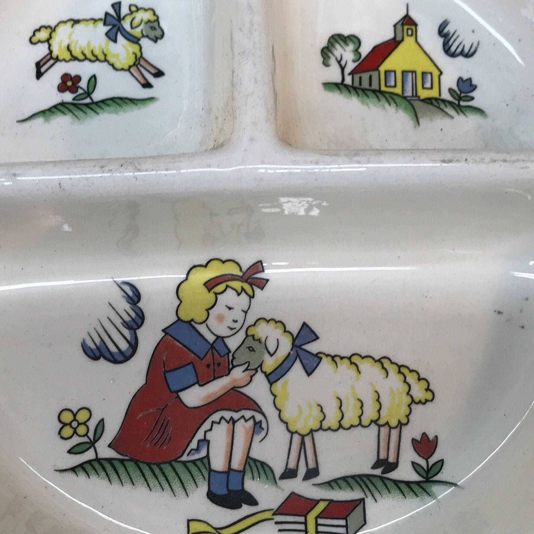 Child's vintage sectional warming dish bowl