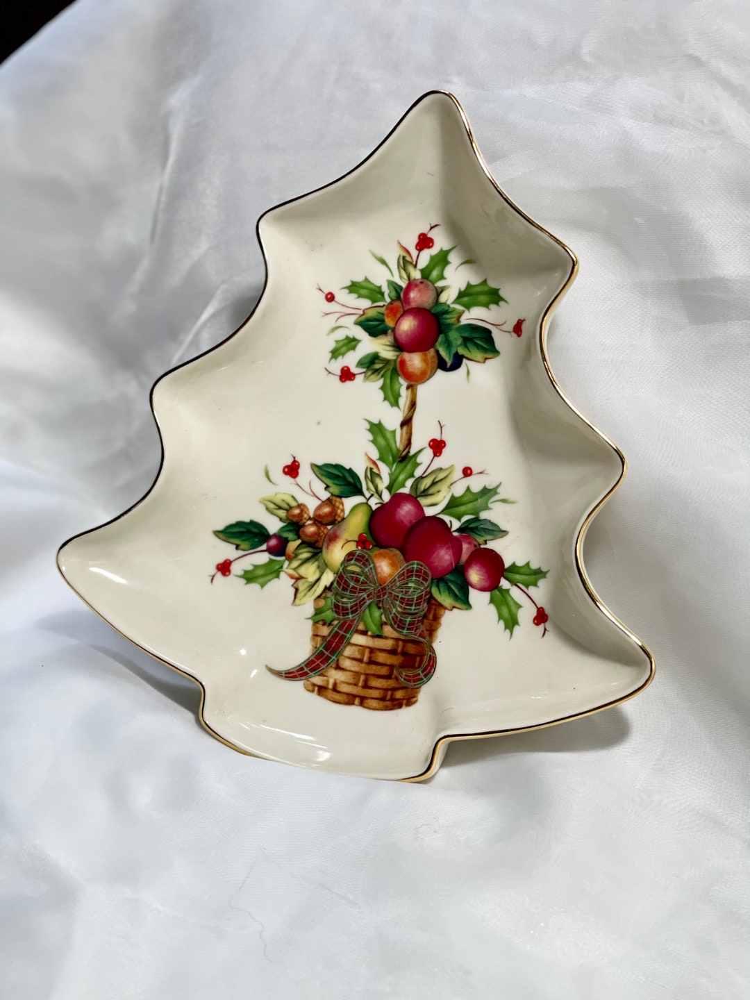 Lenox Christmas Plate Tartan Holiday Christmas Tree Dish Etsy