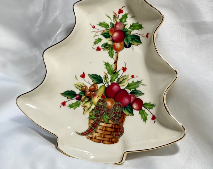 Lenox Christmas Plate, Tartan Holiday Christmas Tree Dish, Hostess Gift