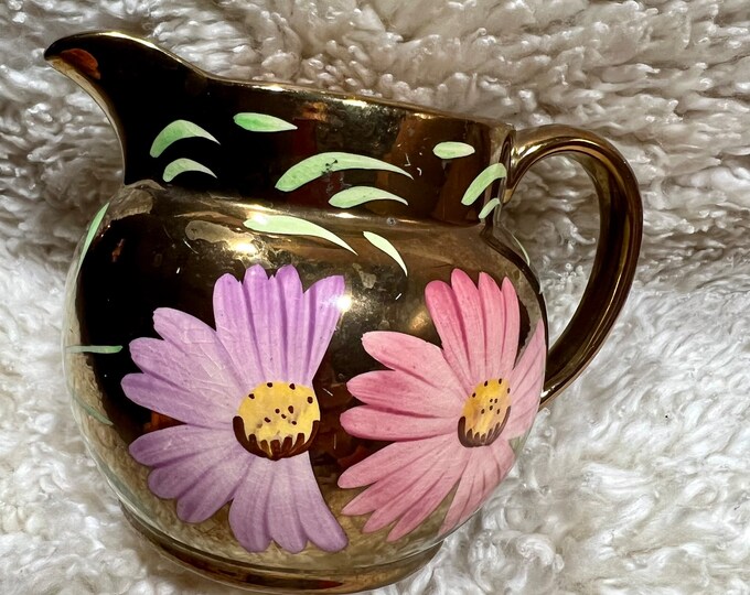 Wade Iridescent Antique Creamer, Lusterware Zinnia Flower Replacement China, Flower Vase