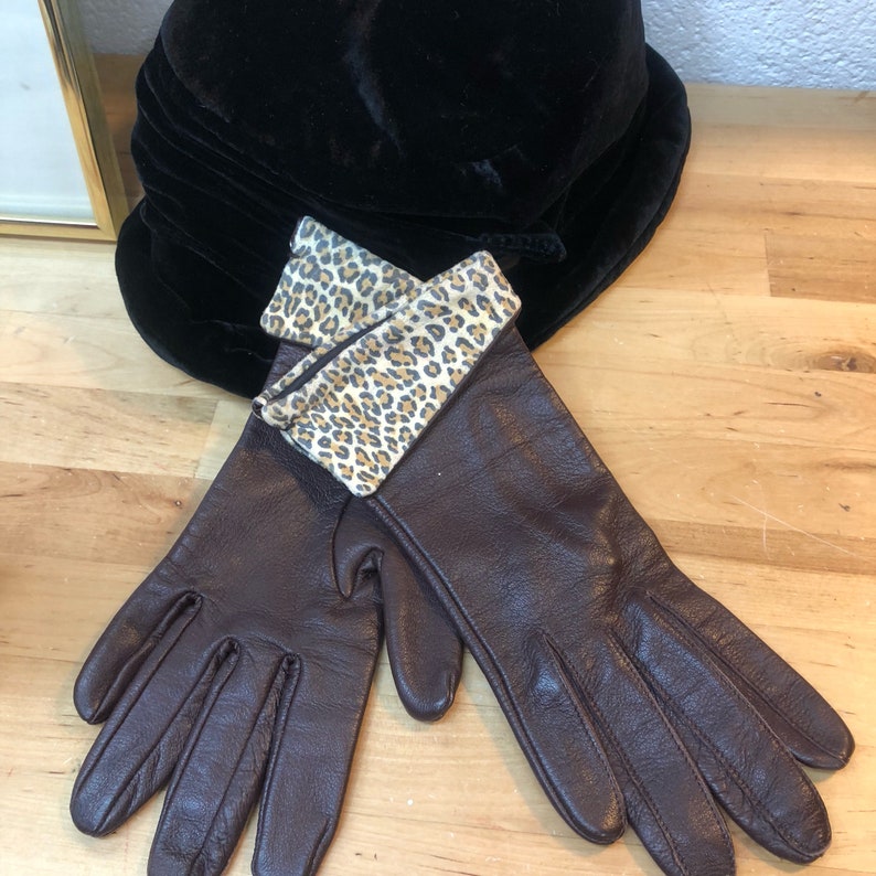 leopard leather gloves