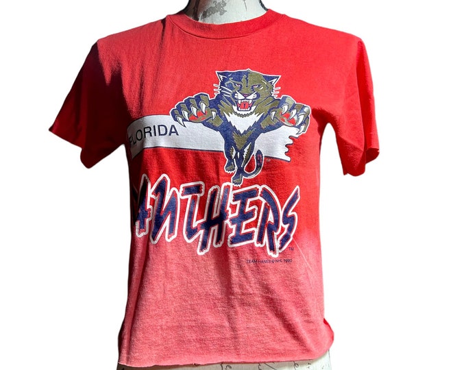 Florida Tigers Cropped T, Vintage Hockey Red Tie Dye Tee Shirt, Retro Sports Top