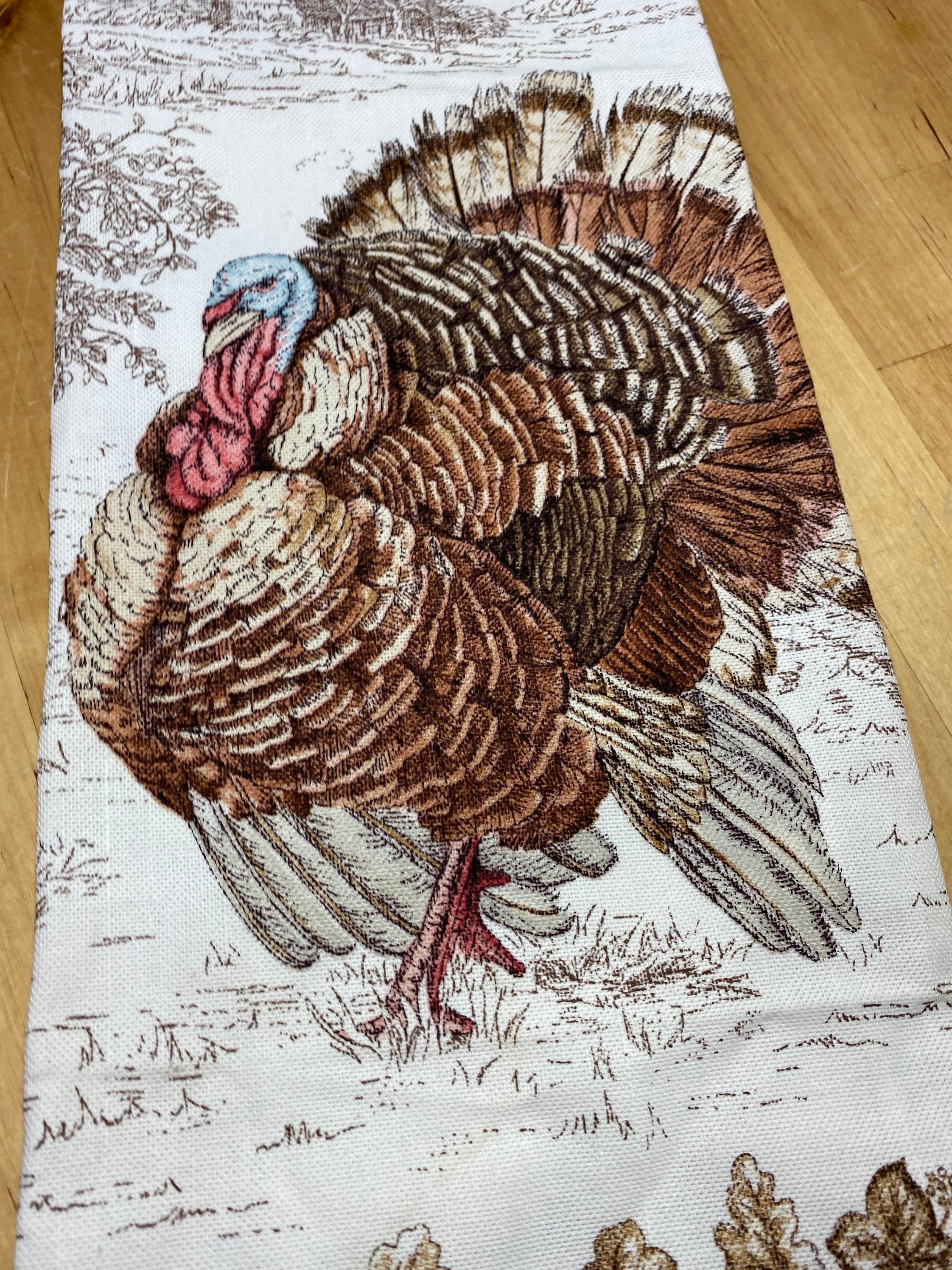 Thanksgiving Turkey Tea Towel, Autumn Kitchen Decoration, Powder Room