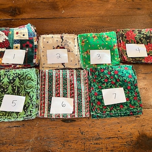 Christmas Cocktail Napkins, Holiday Appetizer Napkin Set of 6, Boho Formal Decor