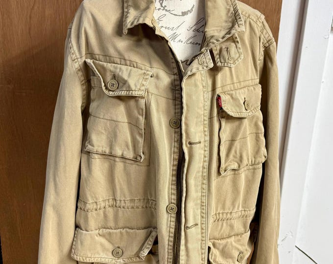 Levi's Utility Jacket Khaki Fishing Coat Outdoors Camping Canvas Unisex