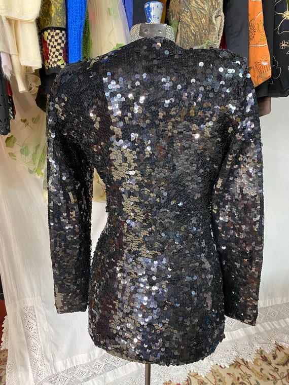 Black sequins costume party dress, retro sparkle … - image 6