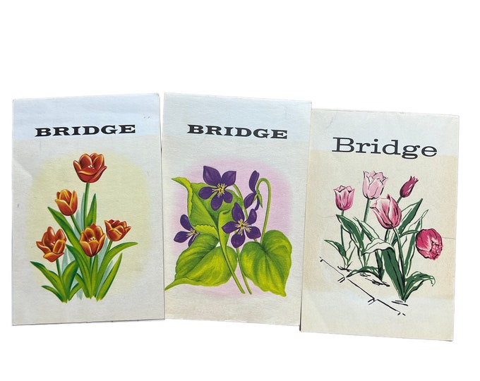 Bridge Game Score Pads, Vintage Game Cards, Floral Game Room Decoration