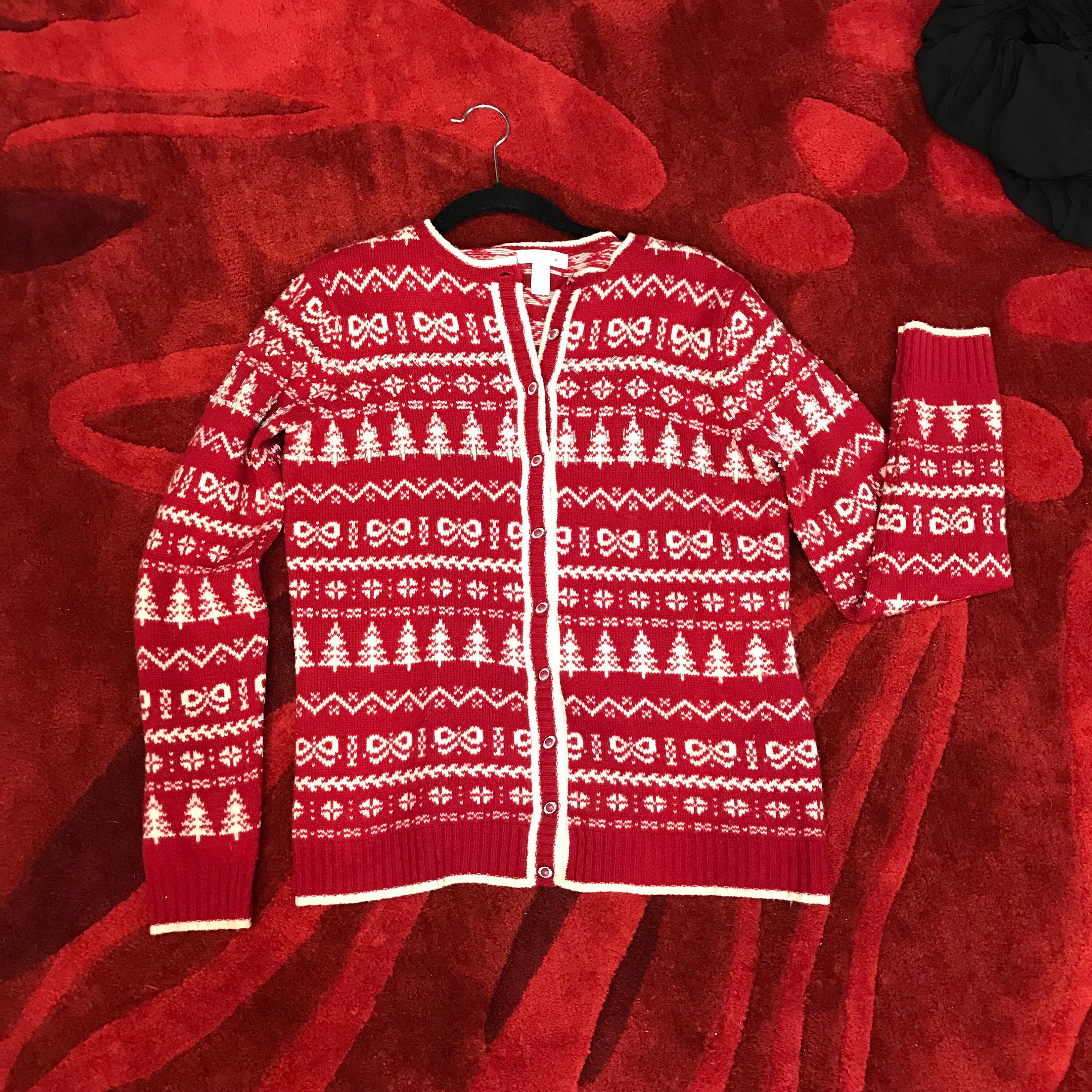 Christmas sweater red cardigan women's