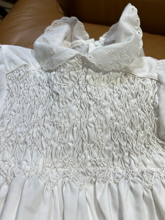 White Toddler Girl Dress, Smocked Vintage Child D… - image 3