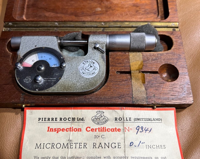Etalon Micrometer, Rolle Switzerland Pierre Roch Ltd, Vintage Mechanical Measuring Tool