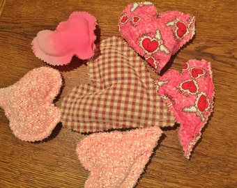 Valentine's Day Decoration, Valentine Heart Pillow Ornaments, Handmade Pink Hearts -