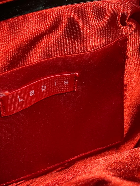 Red Velvet Handbag, Evening Cocktail Purse, Rhine… - image 5
