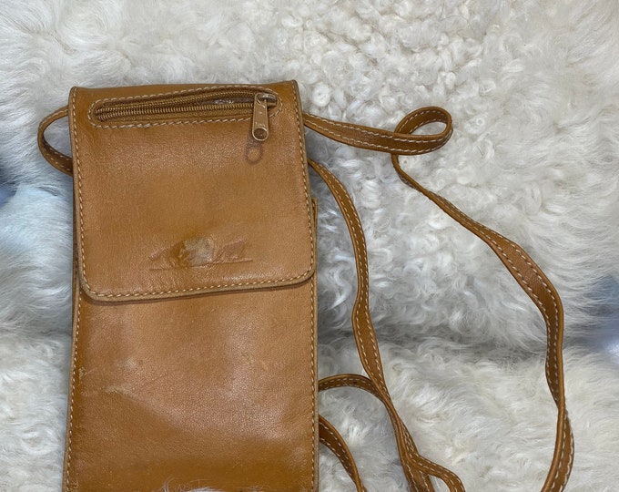 Brown leather wallet, crossbody bag, travel purse