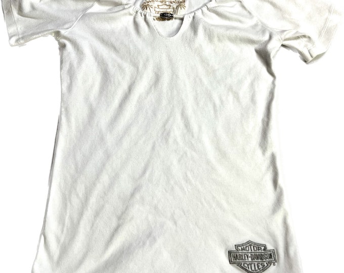 Harley Davidson Tee Shirt, Silver Gold Motorcycle Top