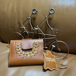 Cartera de cuero, Cartera occidental, Cartera de piel de vaca unisex