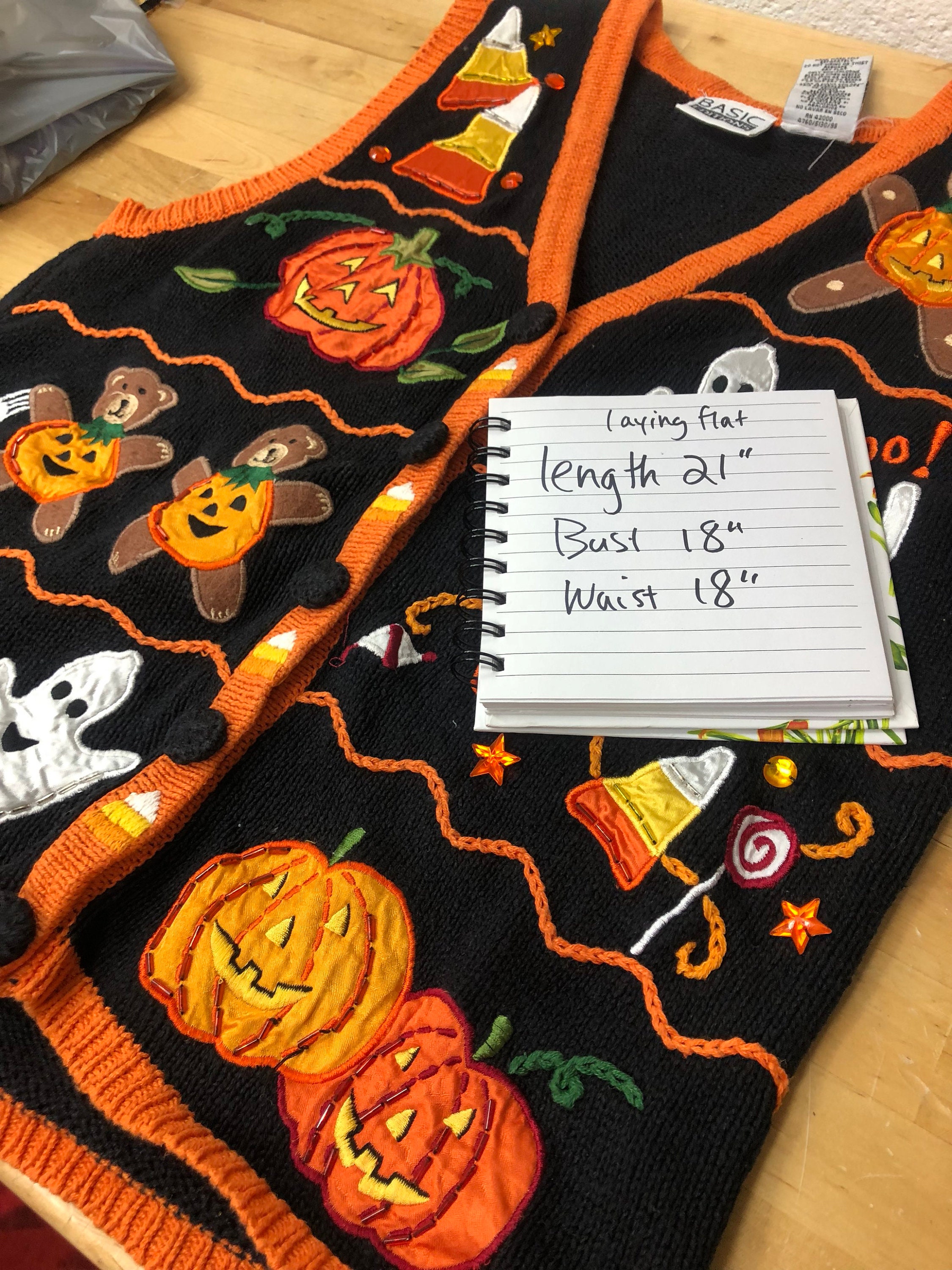 Reserved Halloween Vest with Pumpkins, Ghosts and Candy Corn