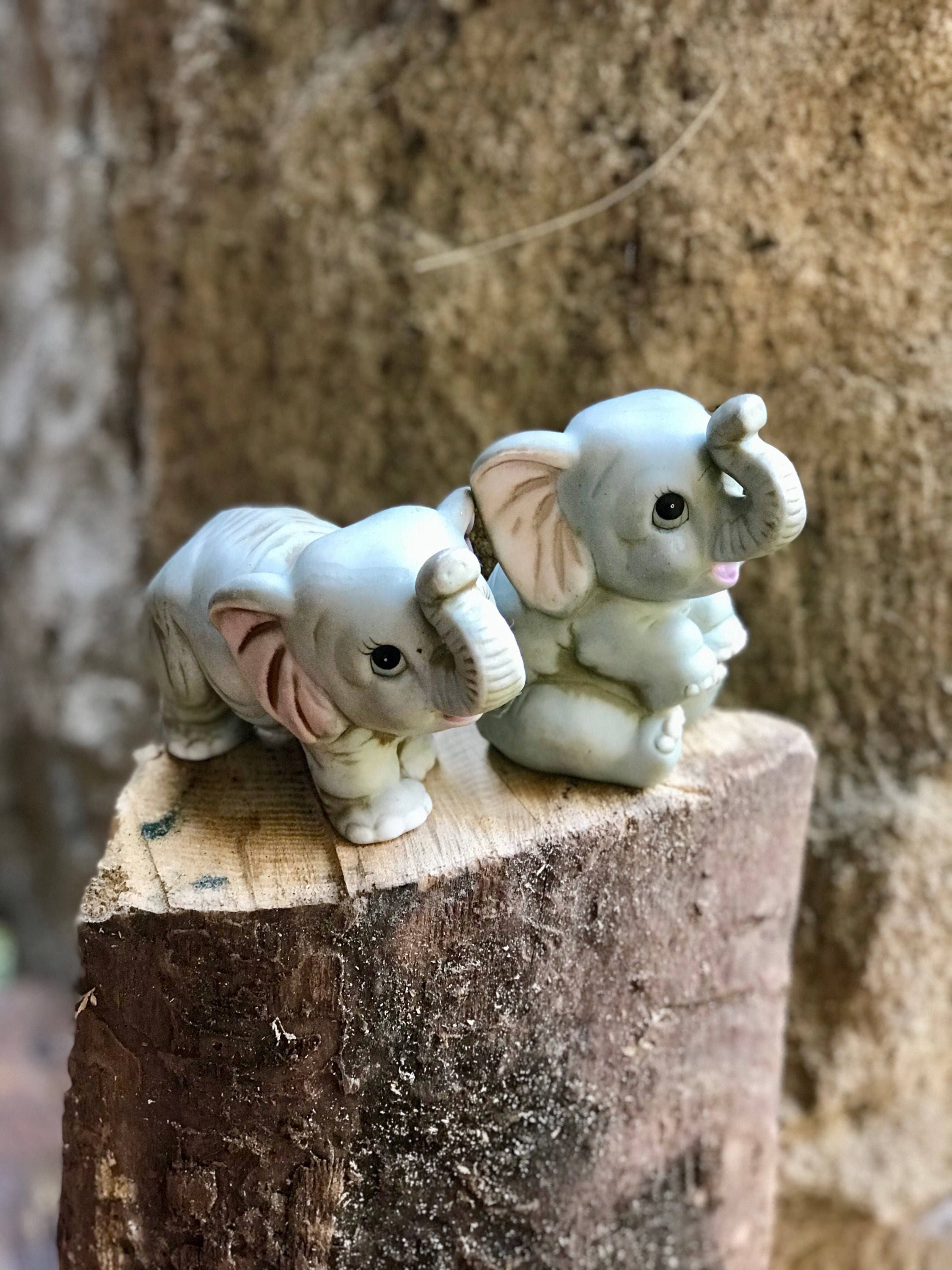Elephant figurines trunk up good luck, Vintage Elephant statues, Elephant Lover gift